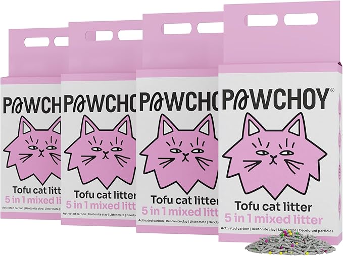 5 in 1 Mixed Cat Litter – Clumping, Flushable, Ultra Absorbent &amp; Fast Drying | 100% Natural, Dust-Free, Low Tracking | with Activated Carbon for Superior Odor Control (4 Bags)