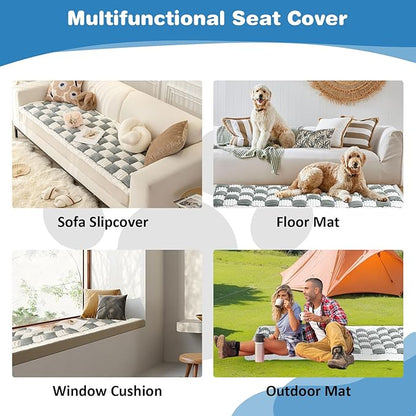 VClife Plaid Dog Car Bed Mat, Non-Slip Backseat Extender Pet Blanket, Washable Dog Bed Mat for SUVs, Sedans &amp; Small Trucks, Portable Travel Pad for Dogs, Wear Resistant, Pet Friendly, Gray, 51"×23.6"