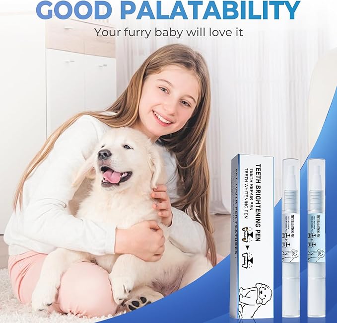 Pet Toothbrush Pen, 2025 Upgrade Pet Oral Repair Gel, Dog &amp; Cat Dental Care, Fresh Breath, White