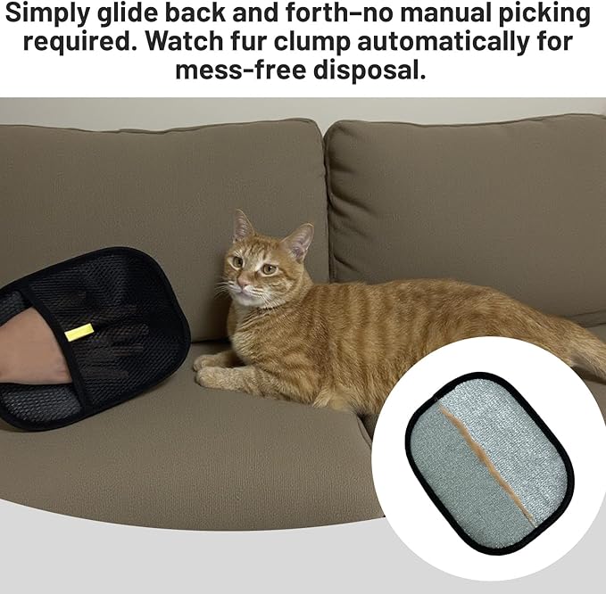 Pet Hair Remover Glove, Cat &amp; Dog Grooming Glove, Electrostatic Pet Hair Remover Glove,Upgraded Fur Removal Tool for Furniture, Carpet, Couch, Car Seat (1pc)