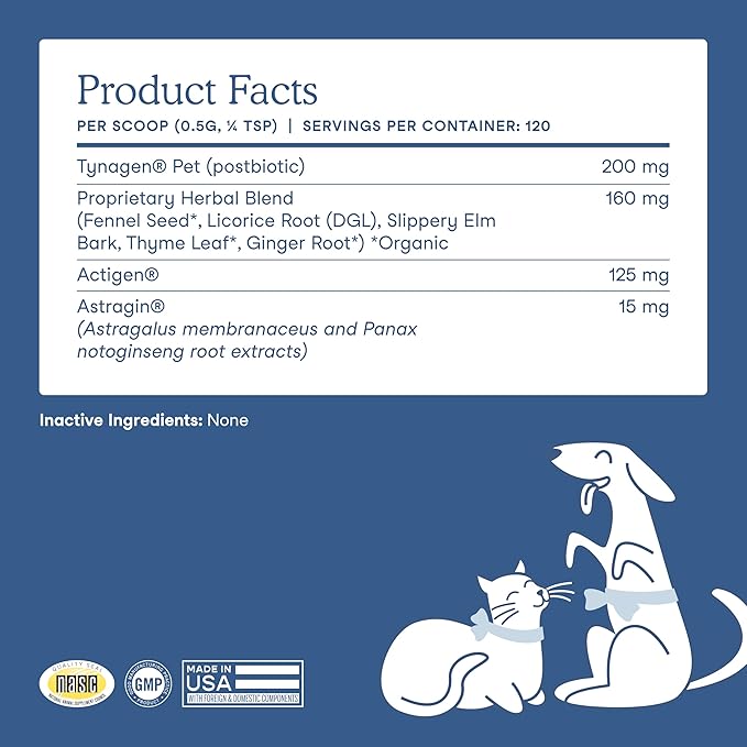 Fera Pets Postbiotics Plus Prebiotics for Dogs &amp; Cats - with Slippery Elm - Promotes Optimal Digestive Health &amp; Inflammatory Response - Enhances Immunity - 120 Scoops