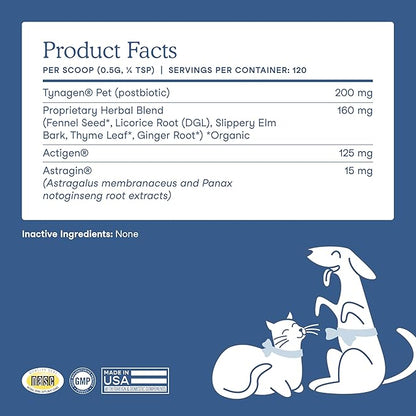 Fera Pets Postbiotics Plus Prebiotics for Dogs &amp; Cats - with Slippery Elm - Promotes Optimal Digestive Health &amp; Inflammatory Response - Enhances Immunity - 120 Scoops