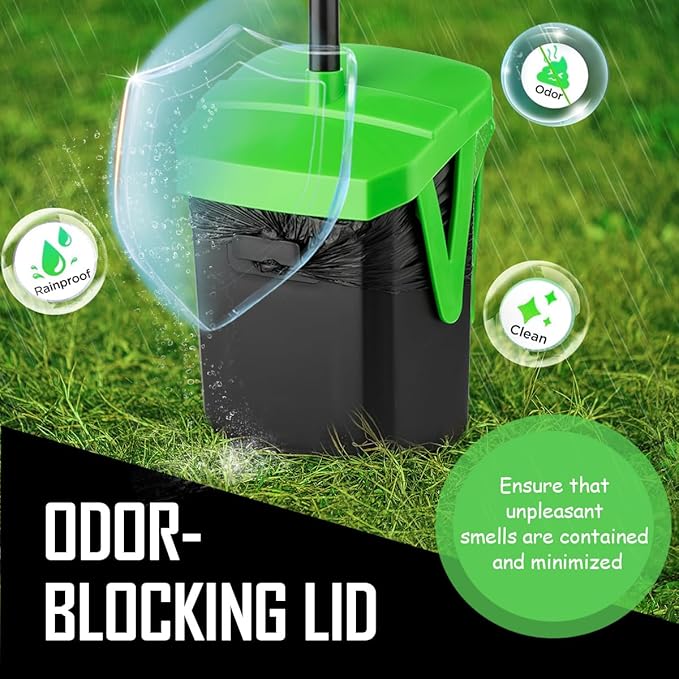 Pooper Scooper Swivel Bin &amp; Rake with 100 Waste Bags, Dog Pooper Scooper with Bag Attachment for Large Medium Small Dogs, Poop Scooper with Lid for Lawn Yard Dog Kennel