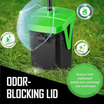 Pooper Scooper Swivel Bin &amp; Rake with 100 Waste Bags, Dog Pooper Scooper with Bag Attachment for Large Medium Small Dogs, Poop Scooper with Lid for Lawn Yard Dog Kennel
