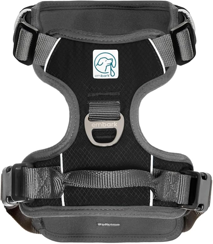 Embark Adventure Dog Harness, Reflective Trim No Pull Dog Harness for Large Dogs - Military Grade Nylon, Front Clip with Gel Lined Handle. Soft &amp; Padded Puppy for Any Breed