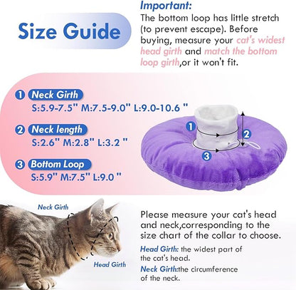 Cat Cone Collar Soft, Adjustable &amp; Lightweight Kitten Elizabethan e Collar to Stop Licking After Surgery, Ideal for Wound Recovery, Durable &amp; Machine Washable, Purple Small