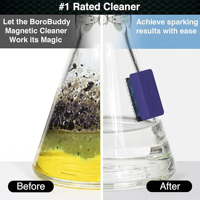 SNOWTREE Magnetic Glass Cleaner BoroBuddy | Glass Pieces, Bottles, Vases | Compact Design for Tighter Spaces &amp; Smaller Glass Pieces | Double Sided | Purple