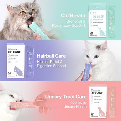 Dr.by Cat Breath Bronchial Supplements Cat Sneezing Treatment Asthma Cold Cough Nose Relief Respiratory&amp;Immune Support with TF-343-30 lickable Formula Individually Packaged, Chicken (3 Packs (25.5OZ))