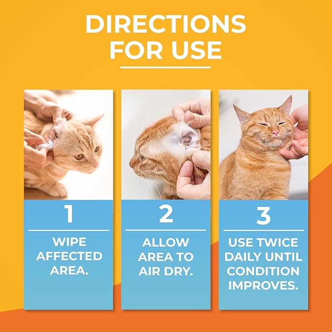 Antibacterial &amp; Antifungal Medicated Wipes for Dogs and Cats – 100 Count - Chlorhexidine Wipes with Ketoconazole for The Treatment of Rashes, Skin Infections, Itchy Paws, and Pet Acne