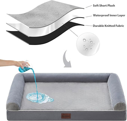 BFPETHOME Washable Dog Beds for Extra Large Dogs, Orthopedic Dog Bed Extra Large, Big Dogs Couch with Removable Washable Cover, Waterproof Lining and Nonskid Bottom, Egg-Crate Foam Pet Sofa