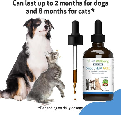 Pet Wellbeing Smooth BM Gold for Dog &amp; Cats - Constipation Relief &amp; Stool Softener, Supports Healthy Bowel Movements - Natural Herbal Supplement 4 oz (118 ml)