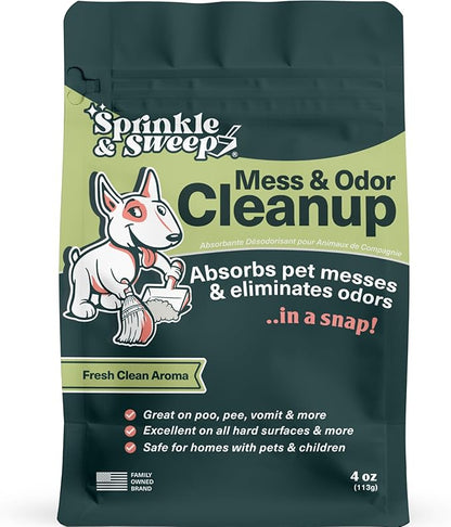 Sprinkle &amp; Sweep Pet Accident Cleanup for all Hard Surface - Non Toxic Quick Pet Mess Cleaner &amp; Odor Remover for Urine, Poop, Vomit, Diarrhea &amp; Potty Training, Travel Pack (4oz)