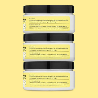 Fresh Wave Lemon Odor Removing Gel, 7 oz., Pack of 3 - Safer Odor Absorbers for Home, Natural Plant-Based Odor Eliminator, Every 7 oz. lasts 15-30 Days, For Cooking, Trash &amp; Pets