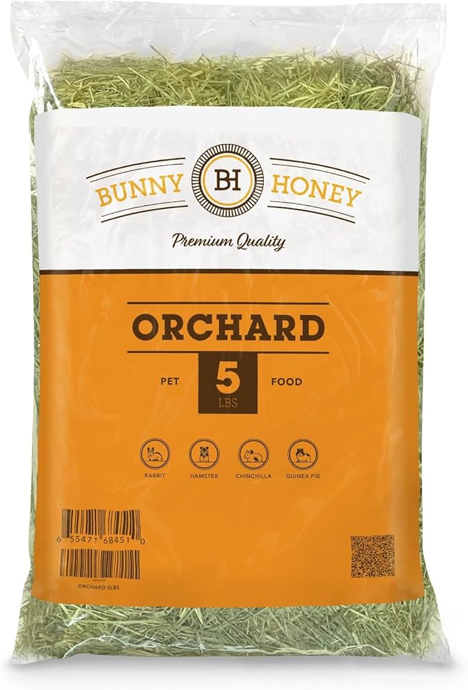 Orchard Grass Hay for Guinea Pigs, Rabbits, Hamsters &amp; Small Pets by Bunny Honey - Fresh, High-Fiber, Supports Digestive Health &amp; Dental Care, Non-Blended &amp; Fresh Cut