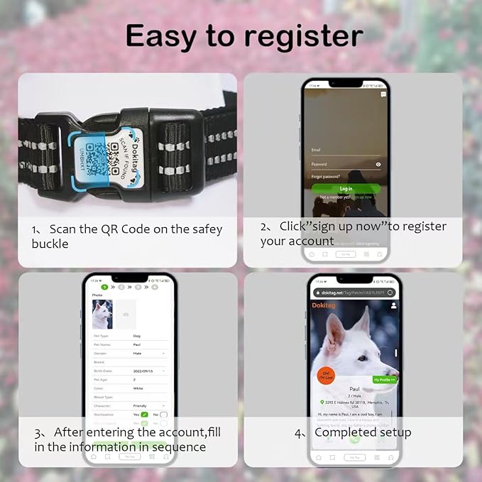Reflective Dog Collar with Apple AirTag Holder &amp; QR Code Pet ID Tag,Soft Nylon Adjustable Dog Tracker Collar with Safety Lock for Medium Dogs(Black, M)