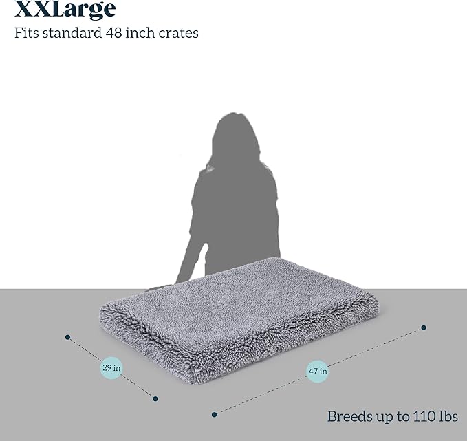 Stoutwool 4" Indestructible Dog Bed - Orthopedic Chew Proof Dog Crate Pad - Fluffy Kennel Mat for Aggressive Chewers - Ideal for Extra Large Breeds &amp; Fits 48-Inch Crate - 47"x29", Charcoal