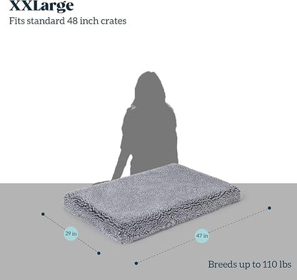 Stoutwool 4" Indestructible Dog Bed - Orthopedic Chew Proof Dog Crate Pad - Fluffy Kennel Mat for Aggressive Chewers - Ideal for Extra Large Breeds &amp; Fits 48-Inch Crate - 47"x29", Charcoal