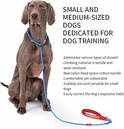 Dog Anti-Slip Leash 5FT with Metal Stopper - Durable No-Pull Training Lead for Small, Medium &amp; Large Dogs - Comfortable Handle Nylon Rope, Tangle-Free Pet Walking Leash (Blue, 5 FT)