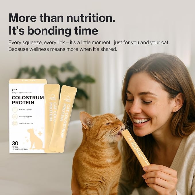 Dr.by Cat Colostrum Protein Cat Supplement Immune Support Muscle Growth, Gentle on Digestion for Kittens, Adult&amp;Senior Cats with Goat Milk, Whey Protein Isolate, Colostrum Lickable Formula
