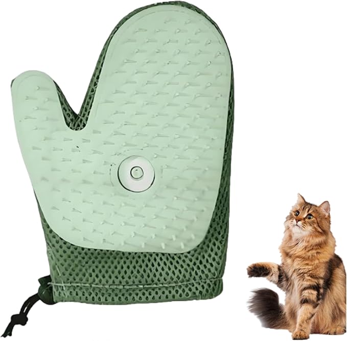 Pet Hair Remover Glove, All-in-One Grooming Mist Glove for Pets, Upgrade Efficient Pet Hair Remover Electrostatic Gloves Grooming Spray Comb, Gentle Deshedding Efficient for Dogs &amp; Cats (Green)