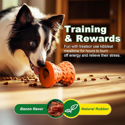 Puppy Toys, Toys for Small Dogs, Dog Treat Toy for Traning, Interactive Toy, Dog Treat Dispenser Toy,Natural Rubber Dumbbell Shaped(Orange)