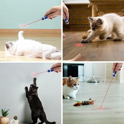 EAWONGEE Rechargeable Cat Toys - Indoor/Outdoor Cats Chase Light Toy for Kitty &amp; Dog with 3 Light Modes, 5 Patterns, Blue