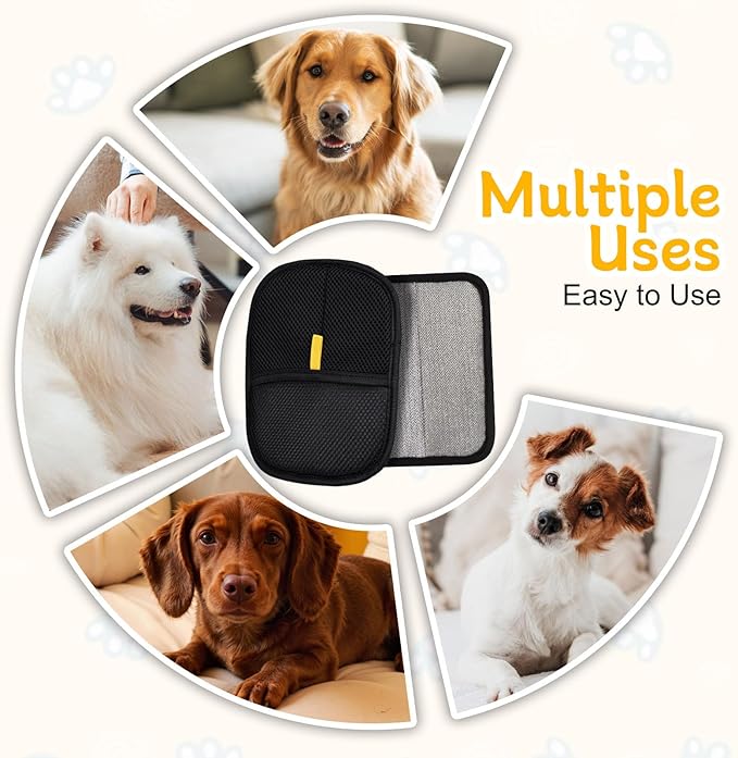 2 Pcs Pet Hair Removal Glove for Cats &amp; Dogs, Pet Hair Remover Brushing Gloves, Reusable Pet Hair Remover Glove, Double-Sided for Couch, Clothing, Carpet, Car Seat