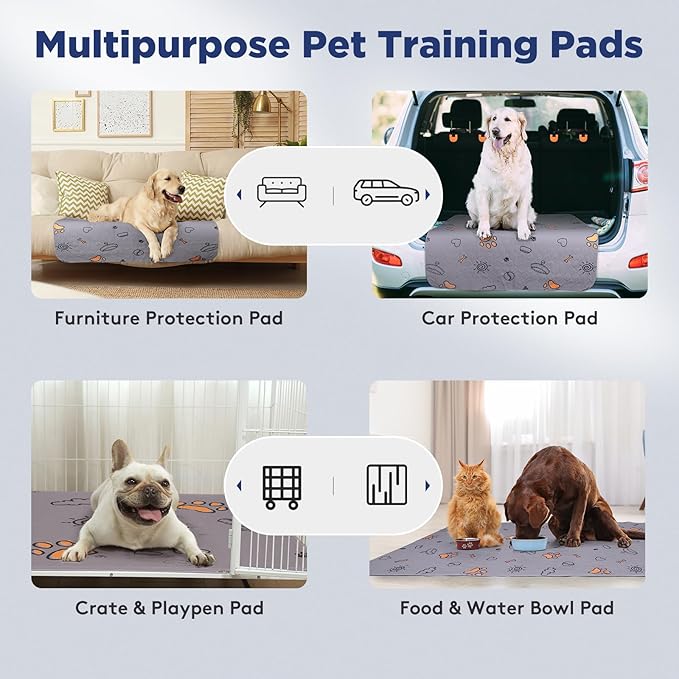 Washable Waterproof Pee Pads for Dogs - 2-Pack Small 18x24 Super Absorbent Reusable Training Pads, Non-Slip &amp; Ideal for Puppies &amp; Dog Playpen, Crate &amp; Potty