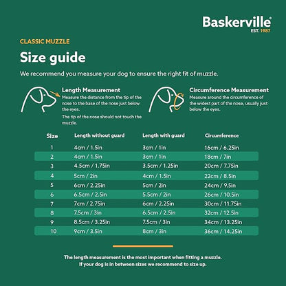 Baskerville Classic Basket Muzzle - Dog can Pant and Drink, Prevents Biting and Food Waste Scavenging, Strong TPR, Ideal for Longer Nosed Dogs, Breathable Dog Training Muzzle for Medium Dogs (Size 4)