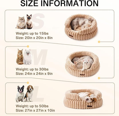 MEWOOFUN Cat Beds for Indoor Cats Washable, Dog Beds for Small Dogs Round Pet Bed for Puppy and Kitten (Camel, 20"x20"x8")