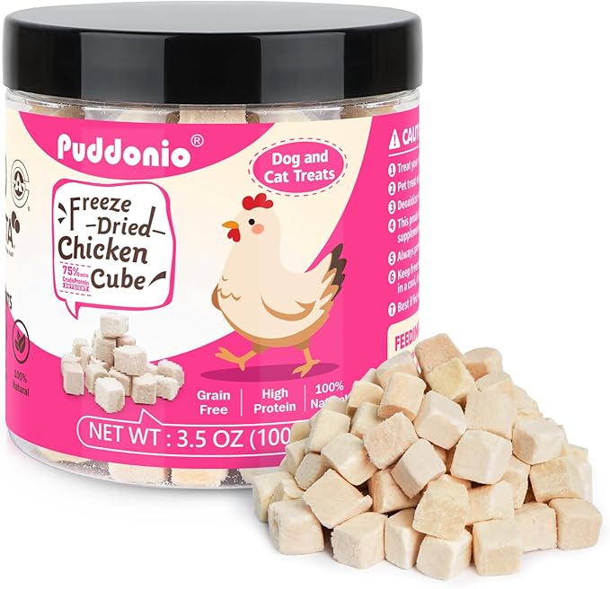 Freeze Dried Cats &amp; Dogs Raw Treats, All Natural Single Ingredient Chicken Breast, High Protein Healthy Pet Training Treats or Food Topper, 3.5 oz