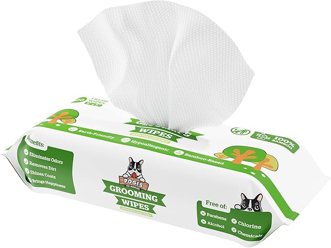 Pogi’s Dog Grooming Wipes – Hypoallergenic Pet Wipes for Paws, Body &amp; Butt – Cleaning &amp; Hydrating, Green Tea Scent, 100-Count
