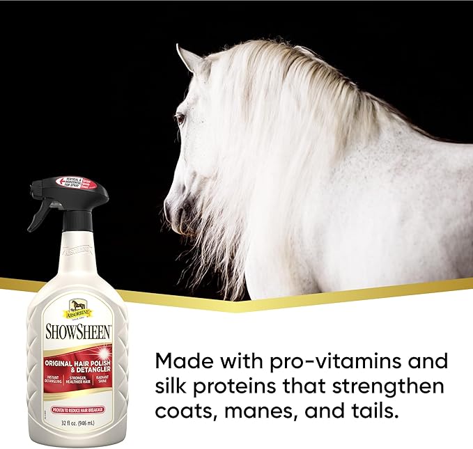Absorbine ShowSheen Hair Polish &amp; Detangler 32oz Spray Bottle, Horse and Dog Coat, Mane and Tail, Instant Detangling &amp; Reduces Hair Breakage for Healthy Grooming &amp; Radiant Shine