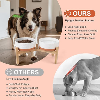 SPUNKYJUNKY Elevated Dog Bowls Ceramic, 7.3&