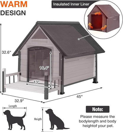 Metal Frame Dog House with Insulated Liner for Indoor &amp; Outdoor Use - Large Dog Kennel with Weatherproof Roof &amp; Foot Pads for Small, Medium &amp; Large Dogs(White)