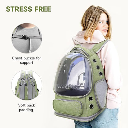 Cat Backpack Carrier, Breathable Cat Carrier Large Space Bubble Pet Backpack for Kitty Small Dog up to 15lbs, Transparent &amp; Foldable Pet Carrier for Travel Hiking