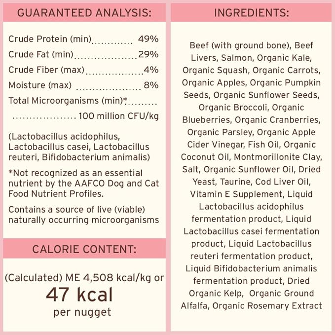 Primal Freeze Dried Raw Cat Food Nuggets Beef &amp; Salmon, Complete &amp; Balanced Meal or Topper, Premium, Healthy, Grain Free, High Protein Raw Cat Food with Probiotics (14 oz)