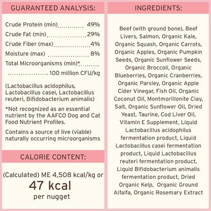 Primal Freeze Dried Raw Cat Food Nuggets Beef &amp; Salmon, Complete &amp; Balanced Meal or Topper, Premium, Healthy, Grain Free, High Protein Raw Cat Food with Probiotics (14 oz)