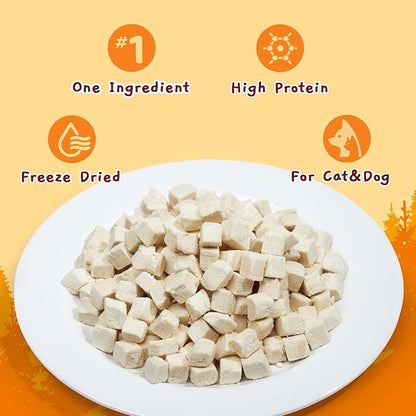 Jungle Calling Freeze Dried Chicken Cat &amp; Dog Treats, Single Ingredient Chicken Bites for Cats &amp; Dogs, High Protein Pet Training Treats, Edible Organic Food Topper, 10.58 oz