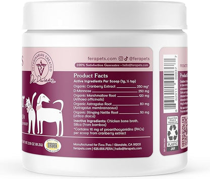 Fera Pets Bladder Support - Cranberry for Dogs &amp; Cats - D-Mannose &amp; Marshmallow Root - Urinary Tract Support - Supports Normal Urine pH - Boosts Immunity - 60 Scoops