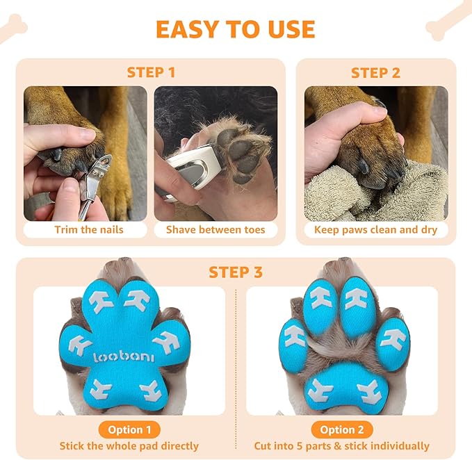 Loobani Paw Pads for Dogs Traction: Anti Slip Dog Paw Grippers for Senior Dogs Walking on Hardwood Slippery Floors - Dog Paw Protector Stickers for Prevent Licking &amp; Wound Care, Easy Using