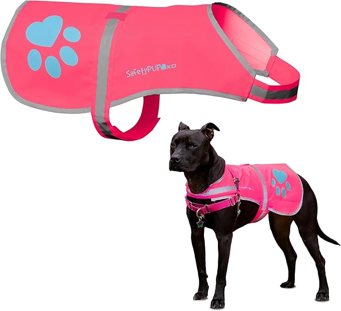 Dog Reflective Vest – Hi-Vis Fluorescent Visibility That Helps to Safeguard Your Pet On/Off Leash in Urban &amp; Rural Areas (Pink, X-Small)