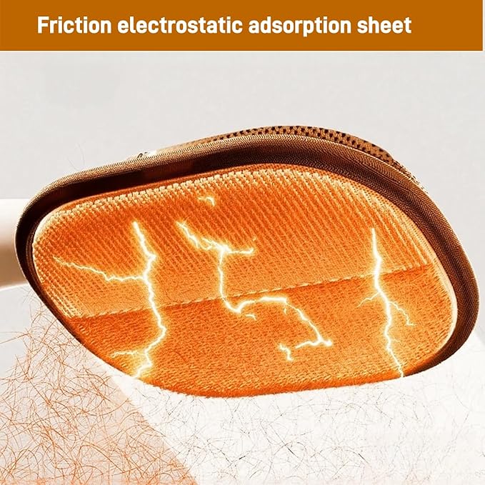 2Pcs Pet Hair Removal Gloves for Dogs and Cats, 2025 Upgraded Electrostatic Magic Hair Remover Glove,Reusable for Couch, Car Seat, Clothing, Carpet, Furniture &amp; Bed Sheets(Brown)