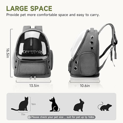 Cat Backpack Carrier, Breathable Cat Carrier Large Space Bubble Pet Backpack for Kitty Small Dog up to 12lbs, Transparent &amp; Foldable Pet Carrier for Travel Hiking