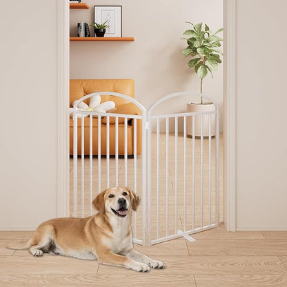2 Panles Full Matel Freestanding Dog Gates with Door, 48"Extra Wide 36"Tall Free Standing Dog Pet Gate for Indoor &amp; Outdoor. Foldable Pet Fences for Doorways, House, Stairs, Porch, Deck, Yard