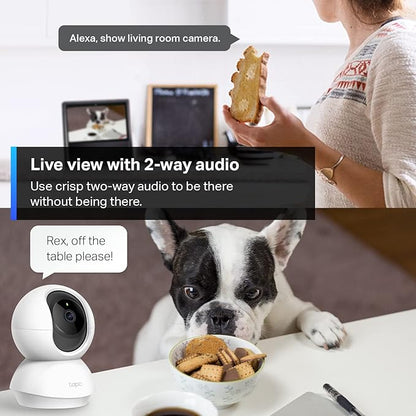 Tapo TP-Link 2K Pan/Tilt Security Camera for Baby Monitor, Dog Camera w/Motion Detection and Tracking, 2-Way Audio, Night Vision, Cloud &amp;SD Card Storage, Works w/Alexa &amp; Google Home C210