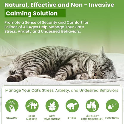 Calming Diffuser Kit for Cat, Cat Pheromone Calming Diffuser Starter Helps Ruduce Anxious, Anti-Stress &amp; Comforts Cats (2 Diffuser + 6 Refills)