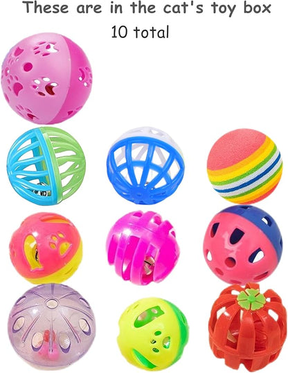 10-Pack Colorful Cat Toy Balls with Bells for Indoor Cats and Kittens (1.5&