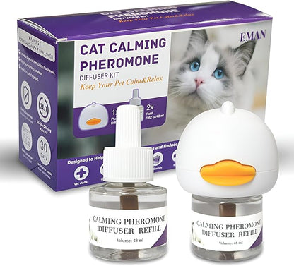 Cat Calming Pheromone Diffuser – Premium Cat Calming Diffuser for Stress &amp; Anxiety Relief – Reduces Scratching, Spraying &amp; Fighting – 60 Day Supply, 48ml Bottle – Ideal for All Cats &amp; Multi-Cat Homes