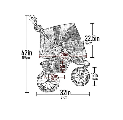 Pet Gear No-Zip NV Pet Stroller for Cats/Dogs, Zipperless Entry, Easy One-Hand Fold, Gel-Filled Tires, Plush Pad + Weather Cover Included, Peony
